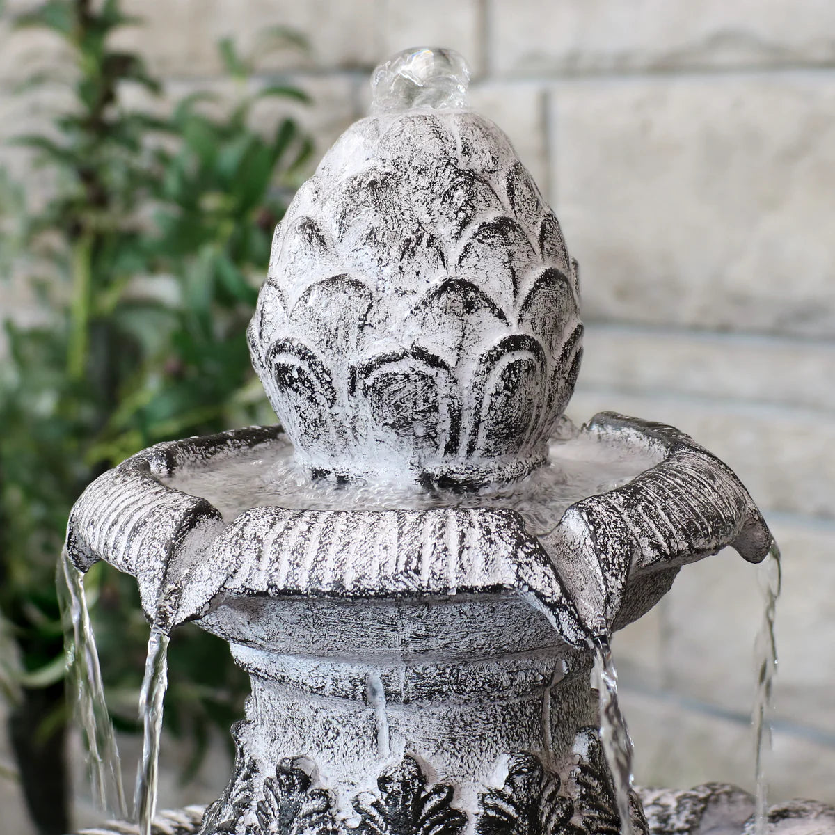 Sunnydaze 3-Tier Outdoor Water Fountain - Mediterranean Reinforced Concrete - 45" - Gray