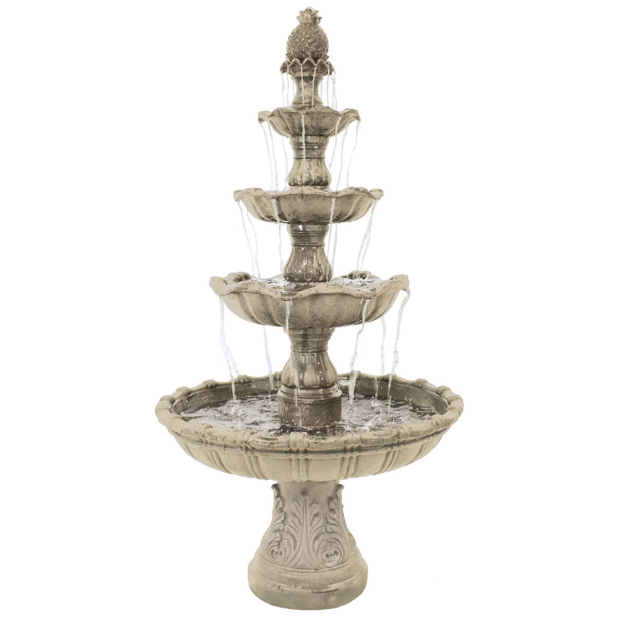Sunnydaze 4-Tier Grand Courtyard Outdoor Water Fountain - 80"