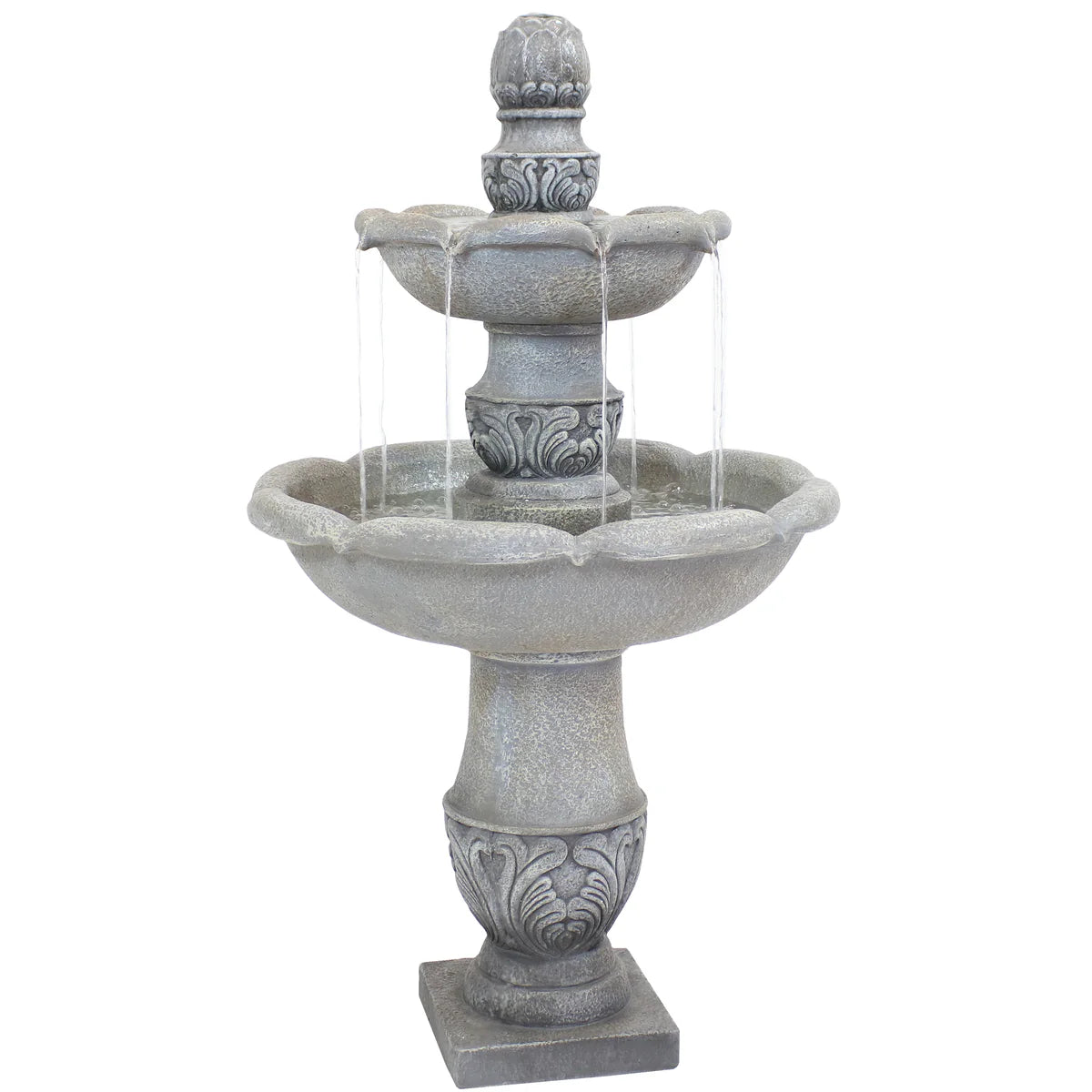 Sunnydaze 2-Tier Outdoor Water Fountain - French Garden Design - 50" - Dusty Gray