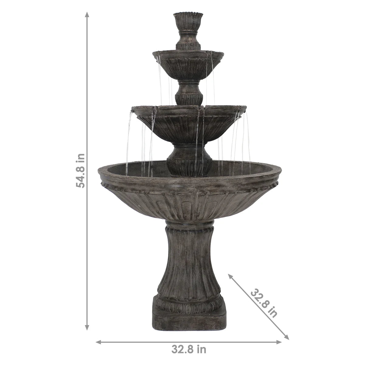 Sunnydaze Classic Designer 3-Tier Outdoor Water Fountain - 55" H - Dark Brown