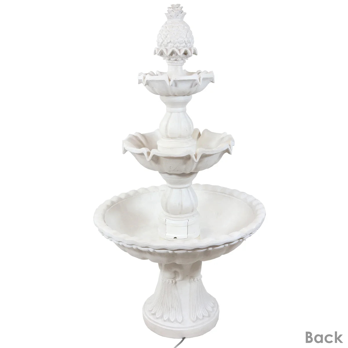 Sunnydaze Welcome 3-Tier Outdoor Water Fountain for Garden - 57" - White