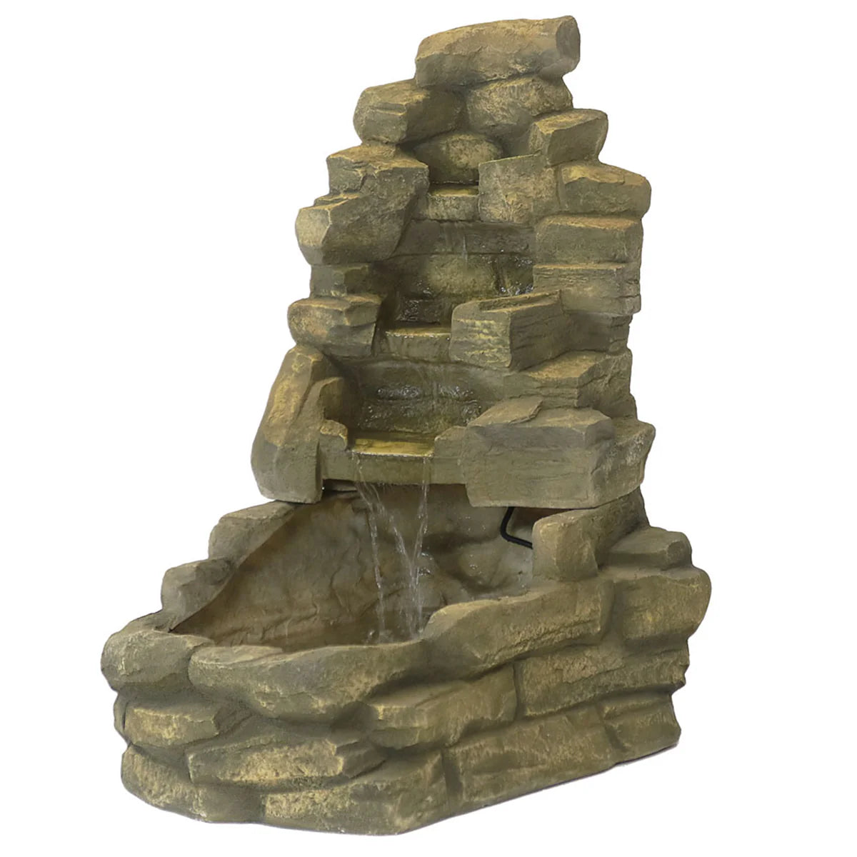Sunnydaze 37-Inch Stone Falls Electric Water Fountain for Patio, Yard or Deck