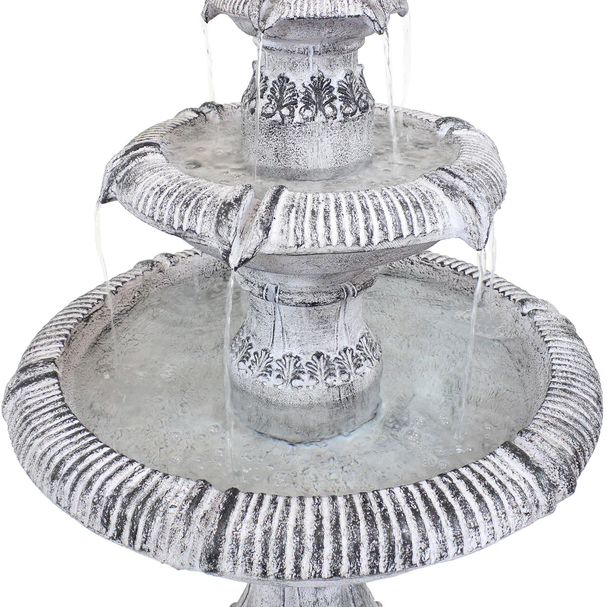 Sunnydaze 3-Tier Outdoor Water Fountain - Mediterranean Reinforced Concrete - 45" - Gray