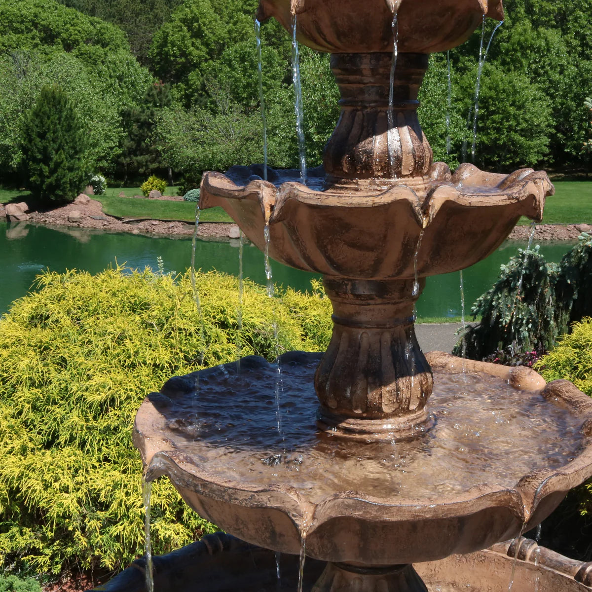 Sunnydaze Large Tiered Ball Outdoor Fountain - 80"