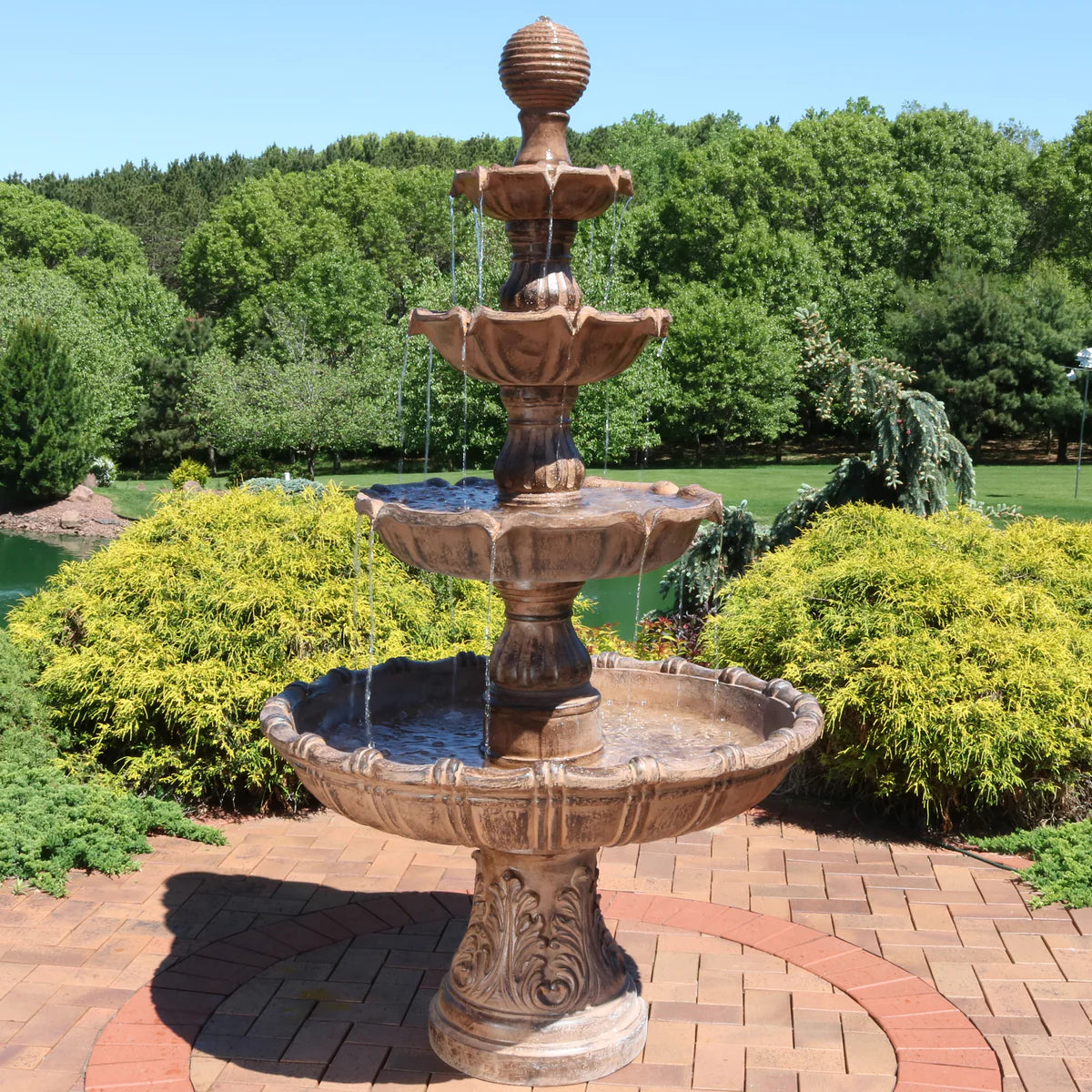 Sunnydaze Large Tiered Ball Outdoor Fountain - 80"