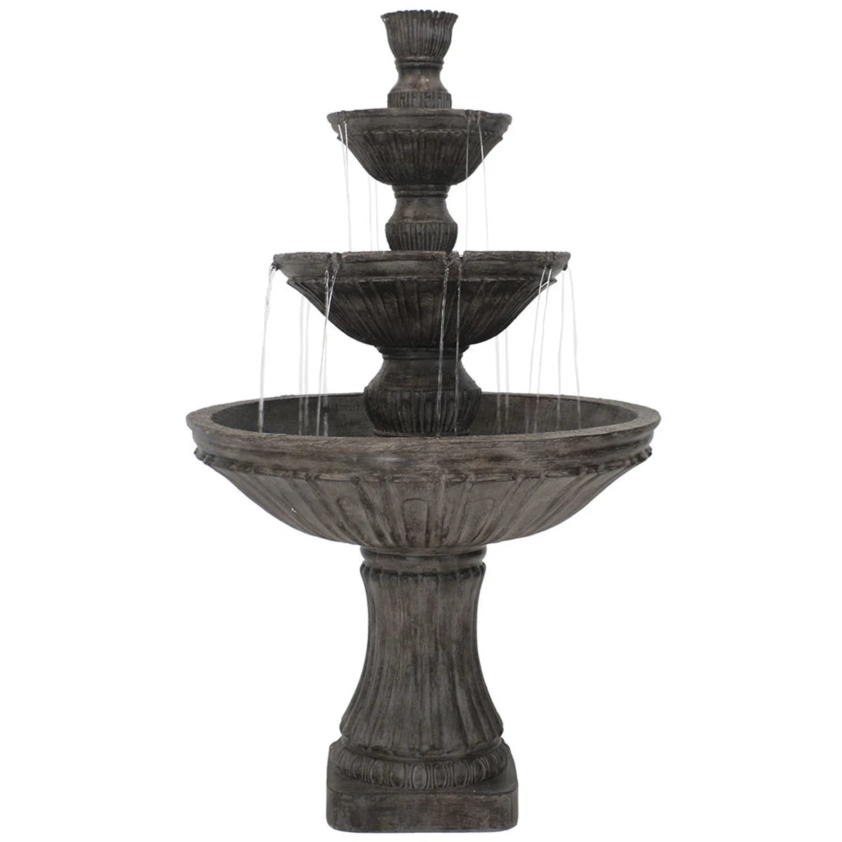 Sunnydaze Classic Designer 3-Tier Outdoor Water Fountain - 55" H - Dark Brown