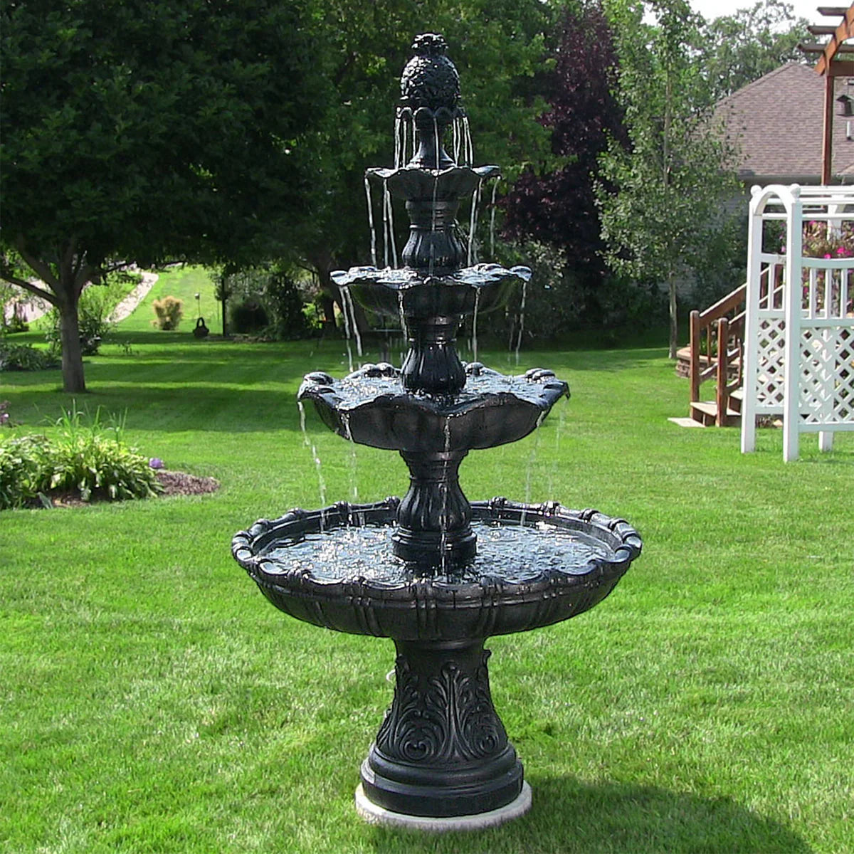 Sunnydaze 4-Tier Grand Courtyard Outdoor Water Fountain - 80"