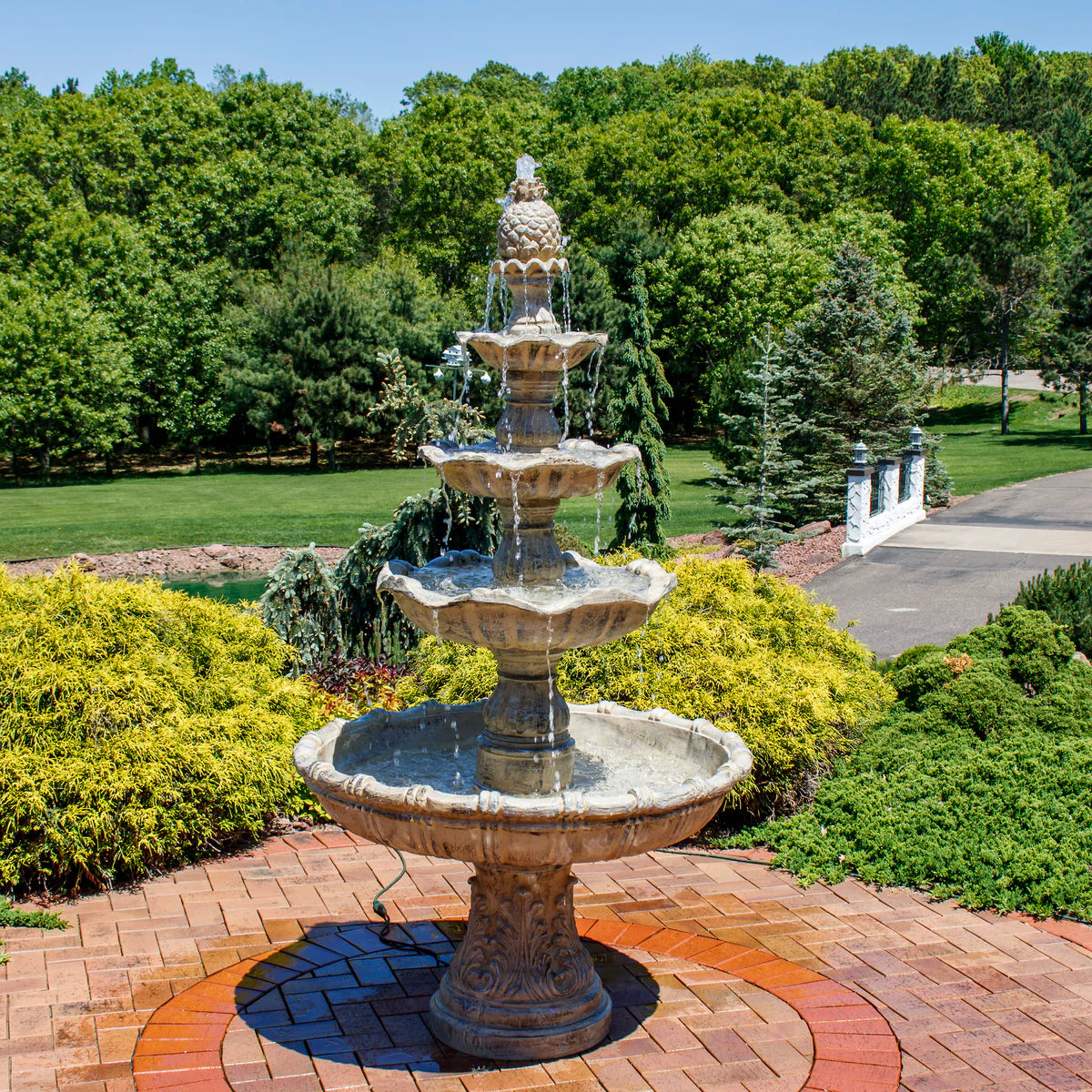Sunnydaze 4-Tier Grand Courtyard Outdoor Water Fountain - 80"