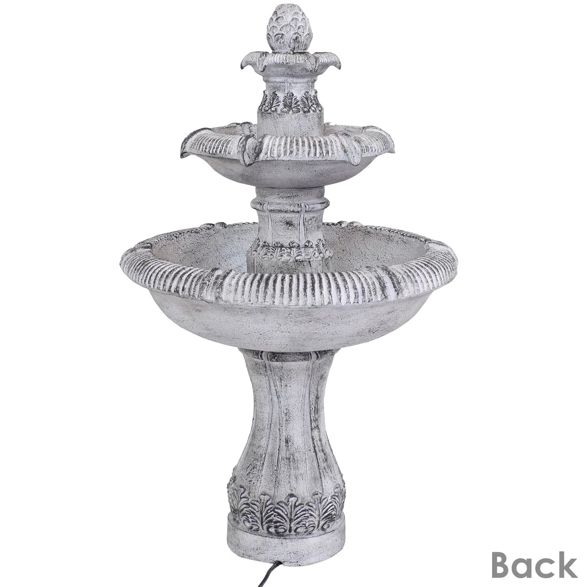Sunnydaze 3-Tier Outdoor Water Fountain - Mediterranean Reinforced Concrete - 45" - Gray