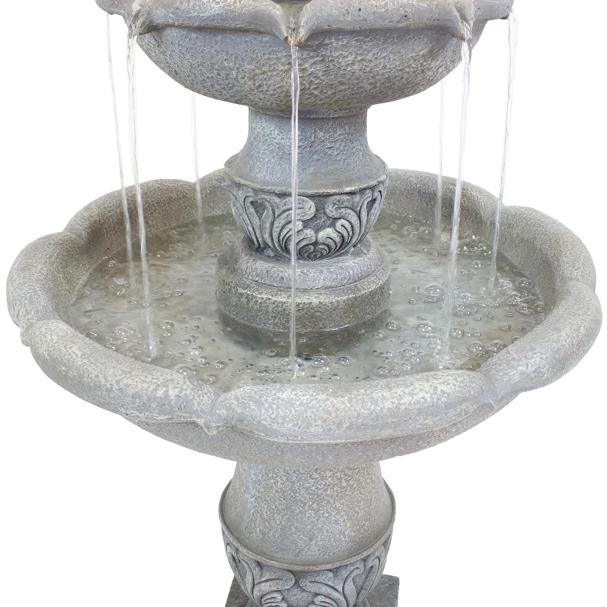 Sunnydaze 2-Tier Outdoor Water Fountain - French Garden Design - 50" - Dusty Gray