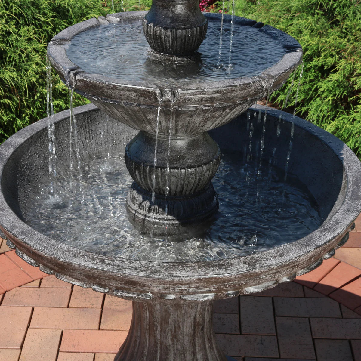 Sunnydaze Classic Designer 3-Tier Outdoor Water Fountain - 55" H - Dark Brown