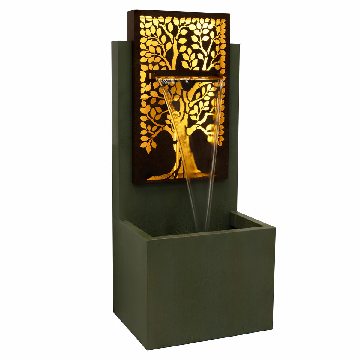 Sunnydaze Mighty Oak Outdoor Water Fountain with Lights - 41.25"